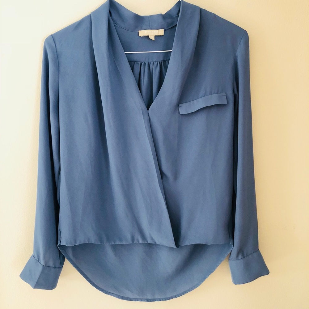 Joan Vass Blue Chiffon Blouse